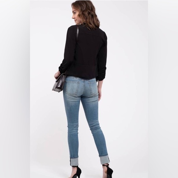 NWT Mine Lapel Collar Blazer Jacket Top With 3/4 Sleeves, Black - Picture 3 of 6